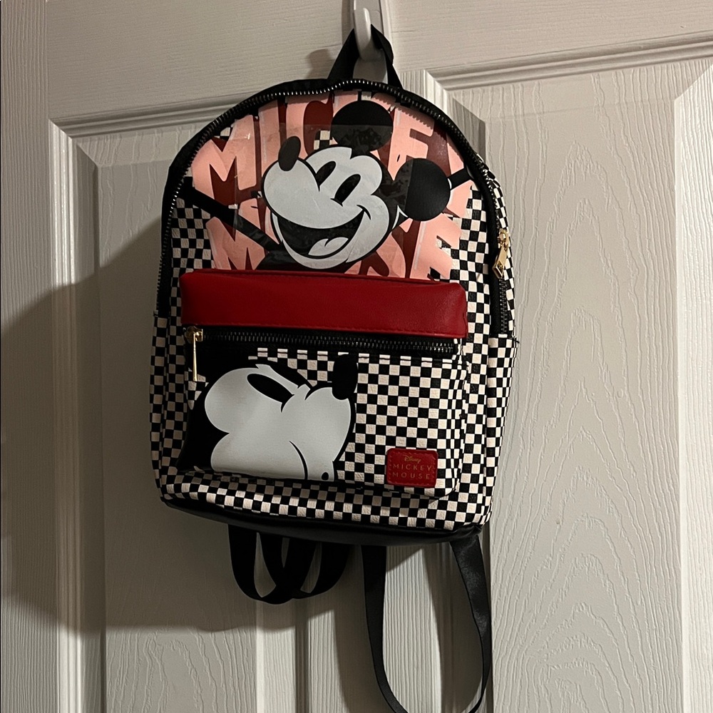 Disney Mickey Mouse Black and Red Checkered Backpack